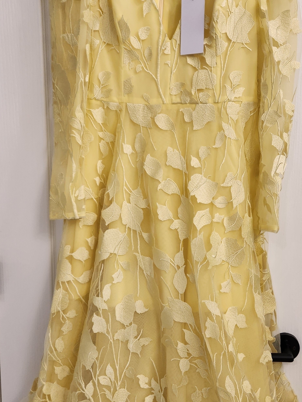 Yellow Floral Embroidered A-Line Dress